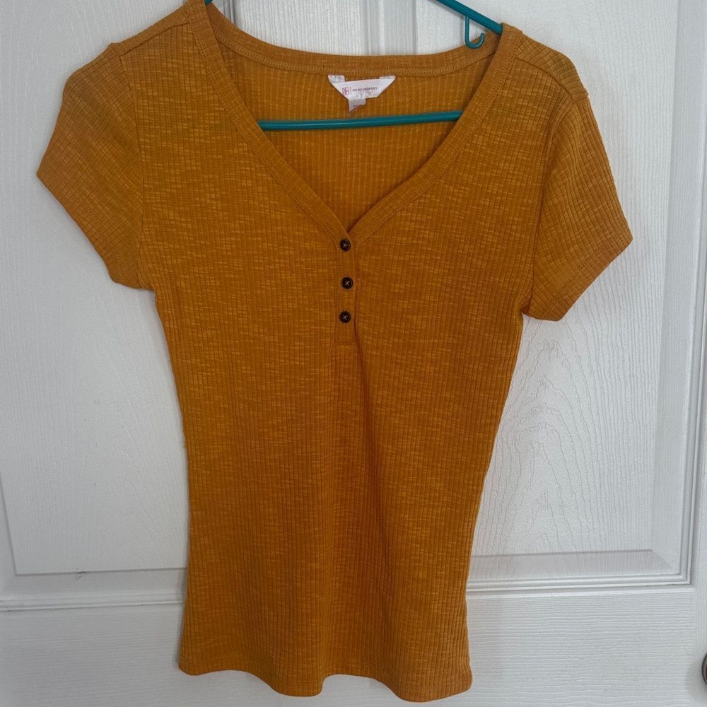 No Boundaries Mustard Short Sleeve Top